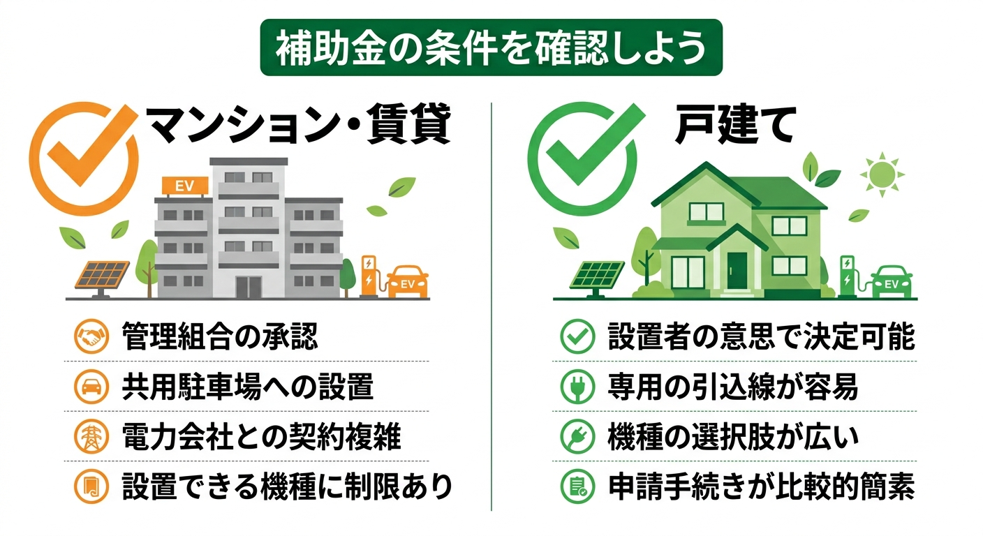 マンション・賃貸でもEV充電器補助金は使える？