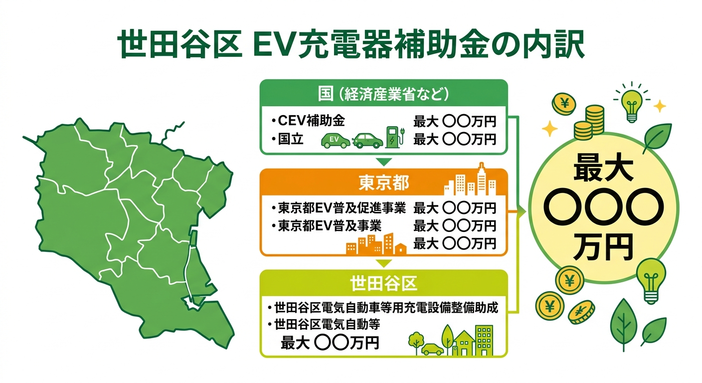 世田谷区 EV充電器補助金2026|最大○万円の内訳と申請