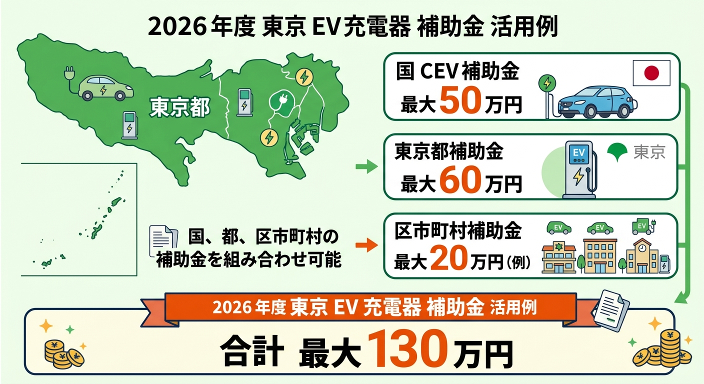 東京都 EV充電器補助金2026|最大○万円の申請条件と手順