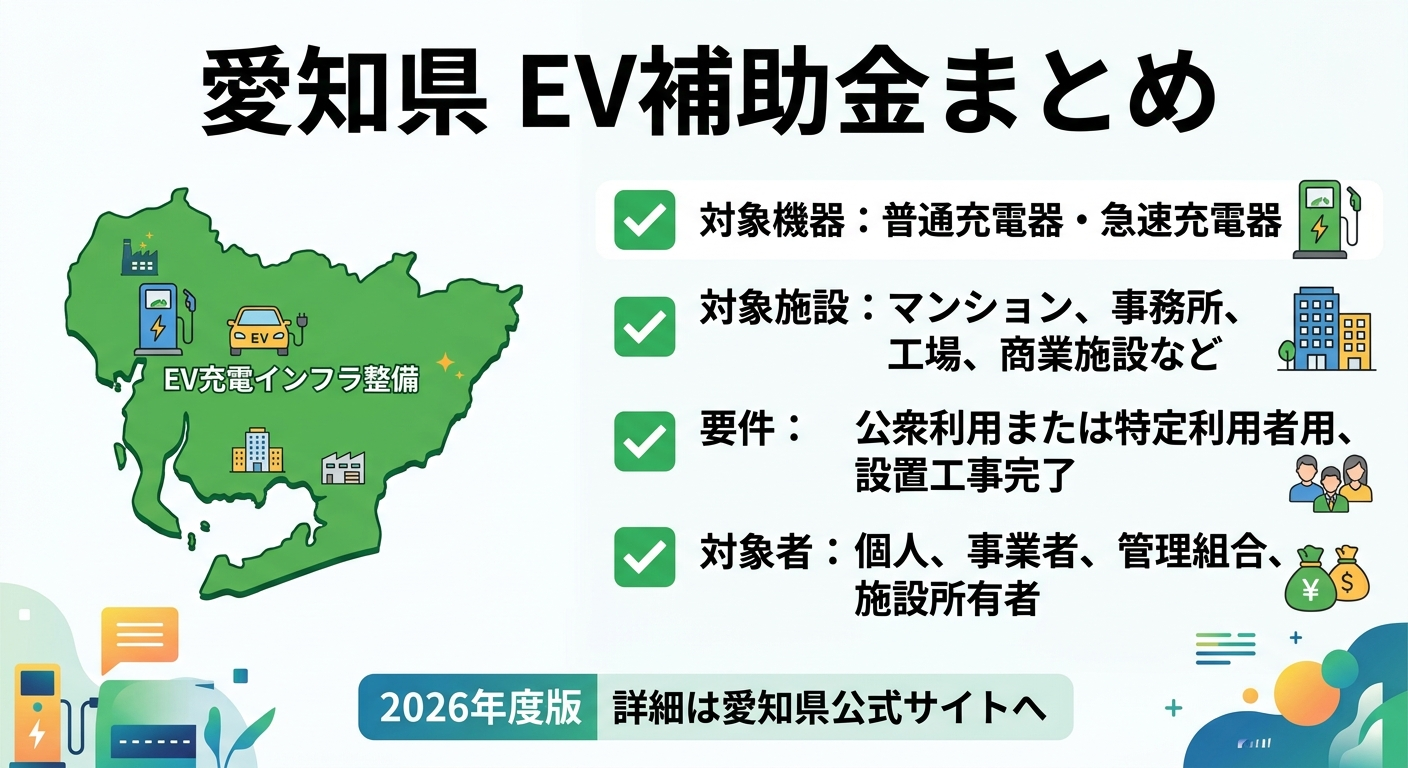愛知県 EV充電器補助金2026|申請方法・条件まとめ
