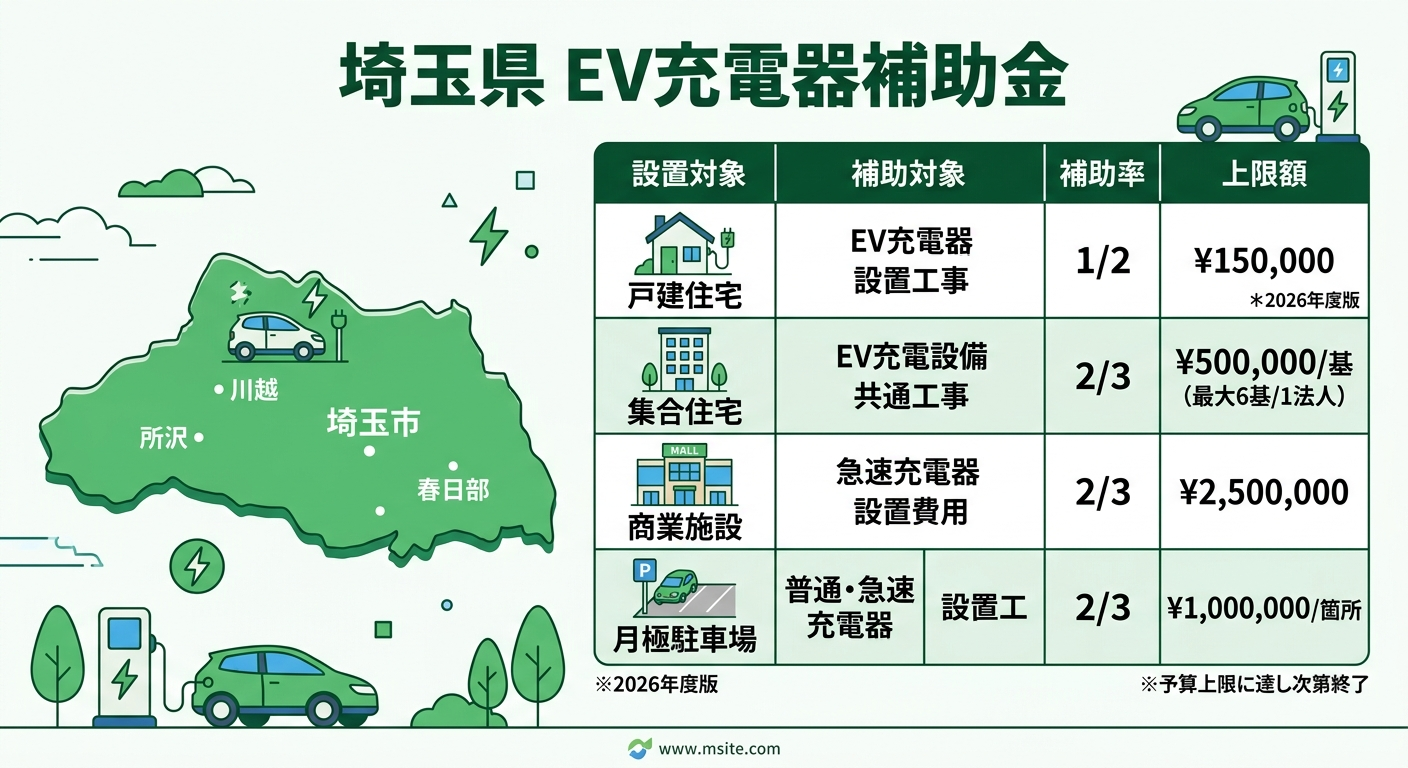 埼玉県 EV充電器補助金2026|申請方法・条件まとめ