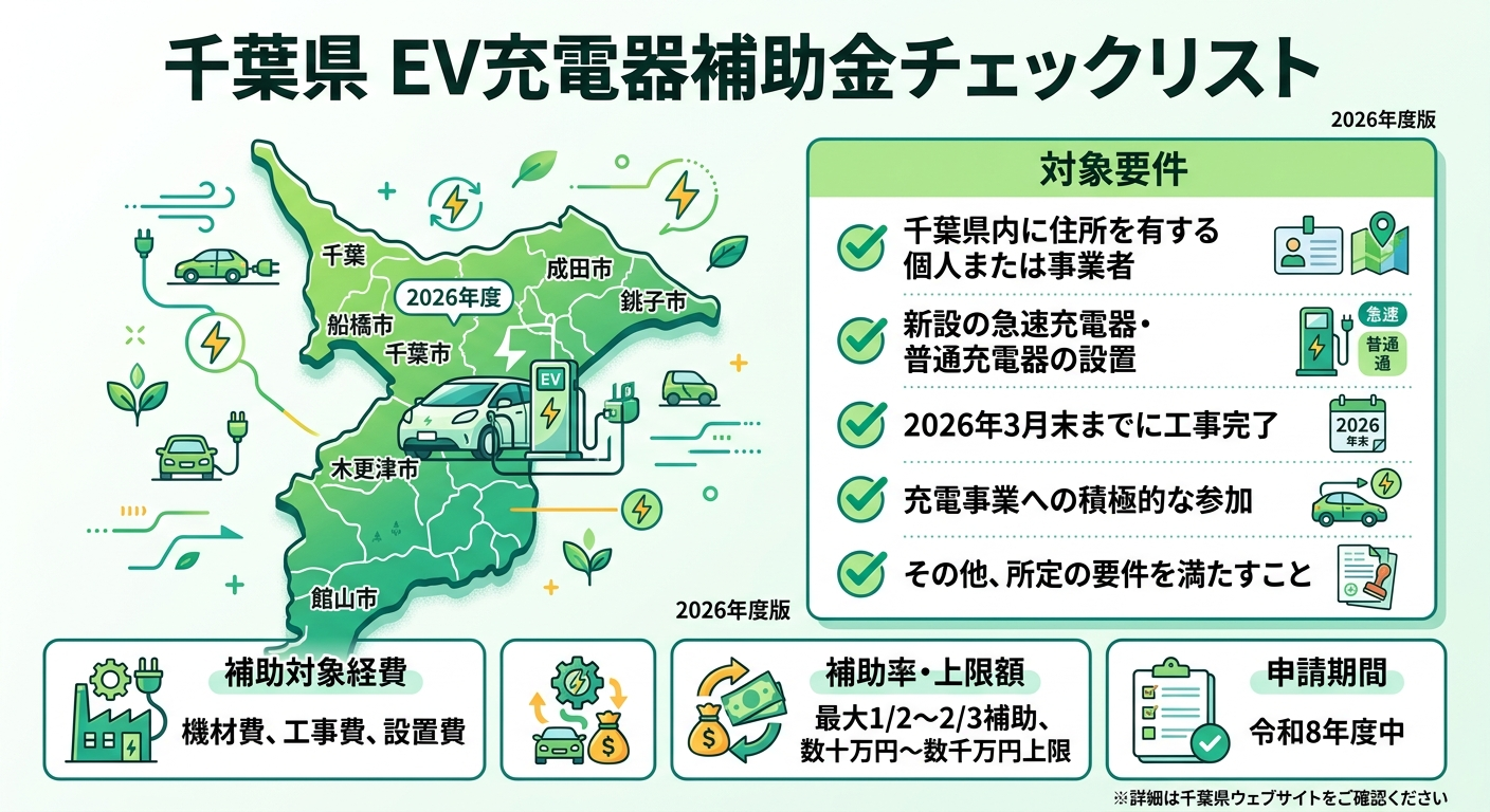 千葉県 EV充電器補助金2026｜申請方法・条件まとめ