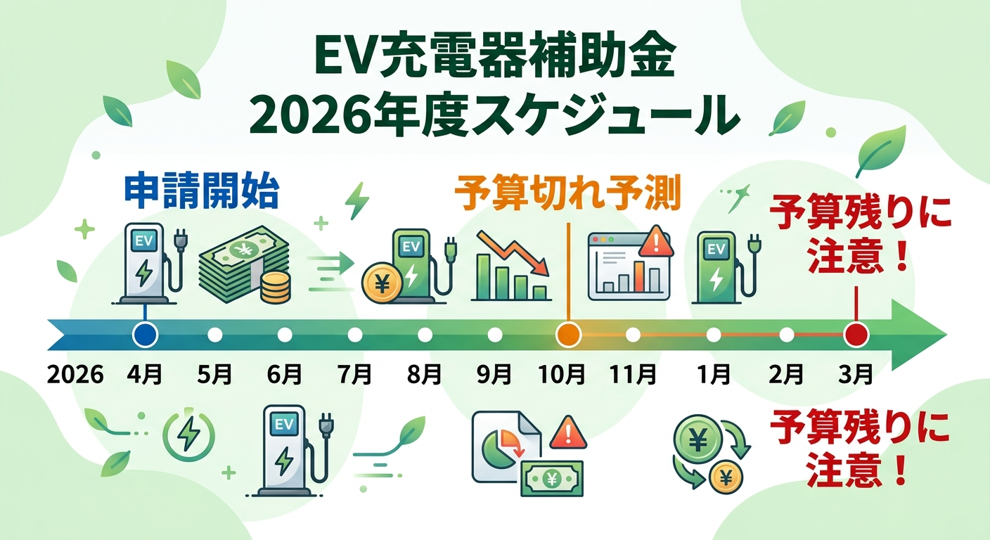 EV充電器の補助金はいつまで？2026年度の申請締切と予算切れ時期を予測