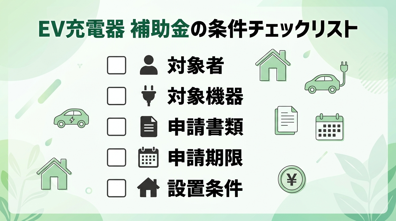 EV充電器の補助金条件2026｜対象者・対象機器・申請要件をわかりやすく解説