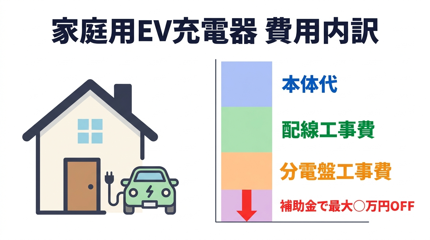 家庭用EV充電器の費用はいくら?本体・工事費の内訳と補助金で安くする方法2026