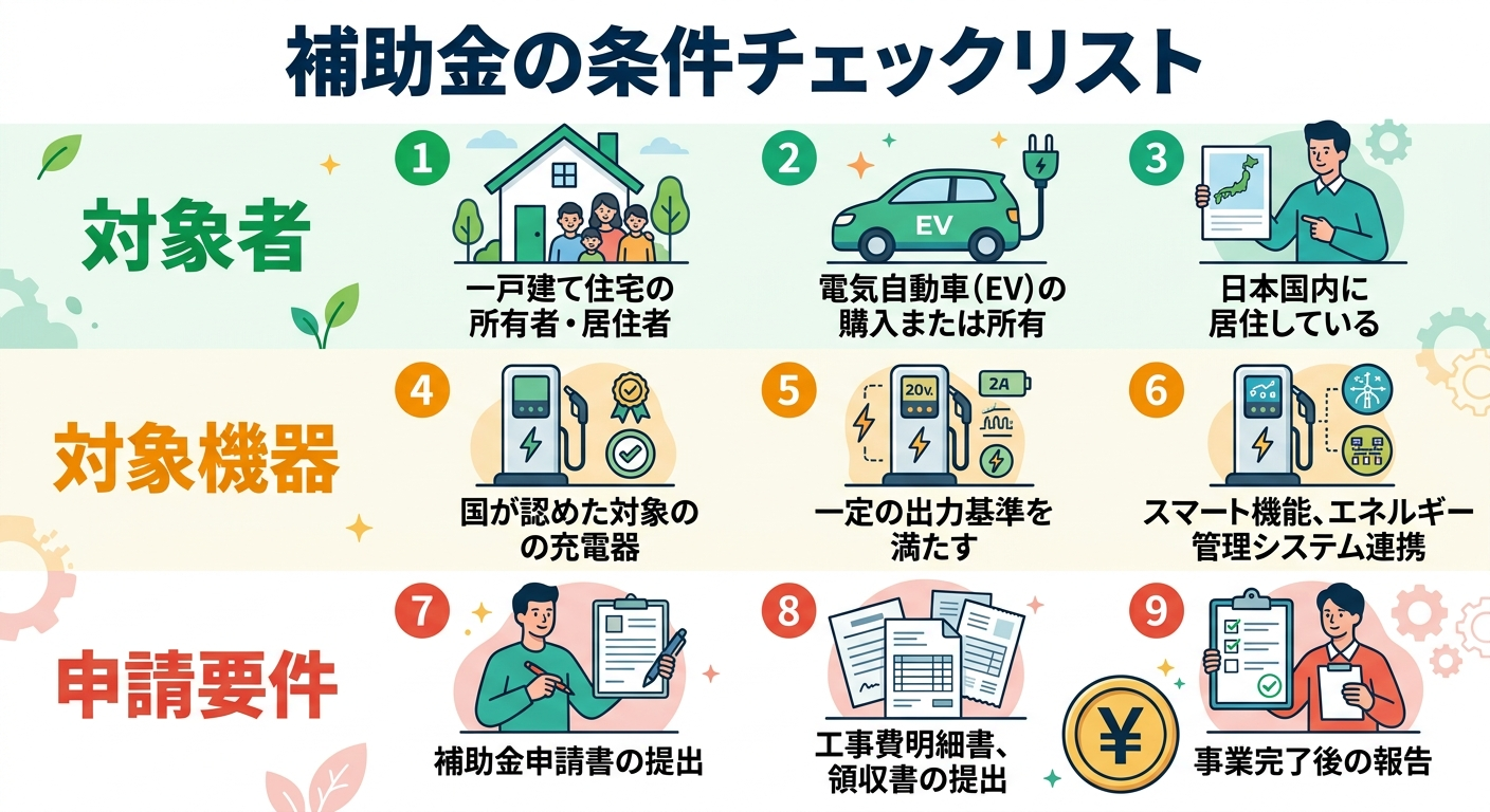 EV充電器の補助金条件2026|対象者・対象機器・申請要件をわかりやすく解説