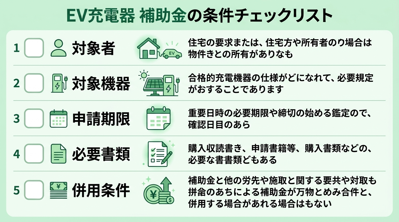 EV充電器の補助金条件2026｜対象者・対象機器・申請要件をわかりやすく解説