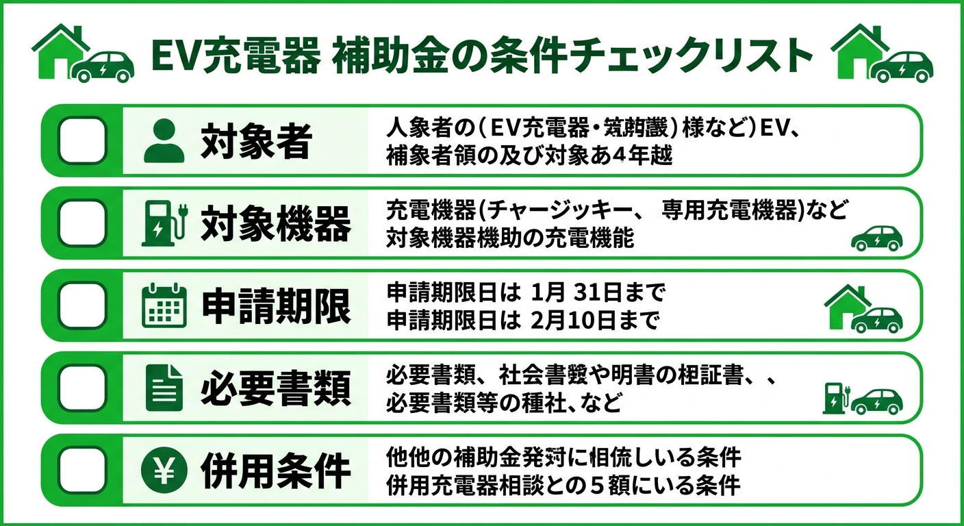 EV充電器の補助金条件2026｜対象者・対象機器・申請要件をわかりやすく解説