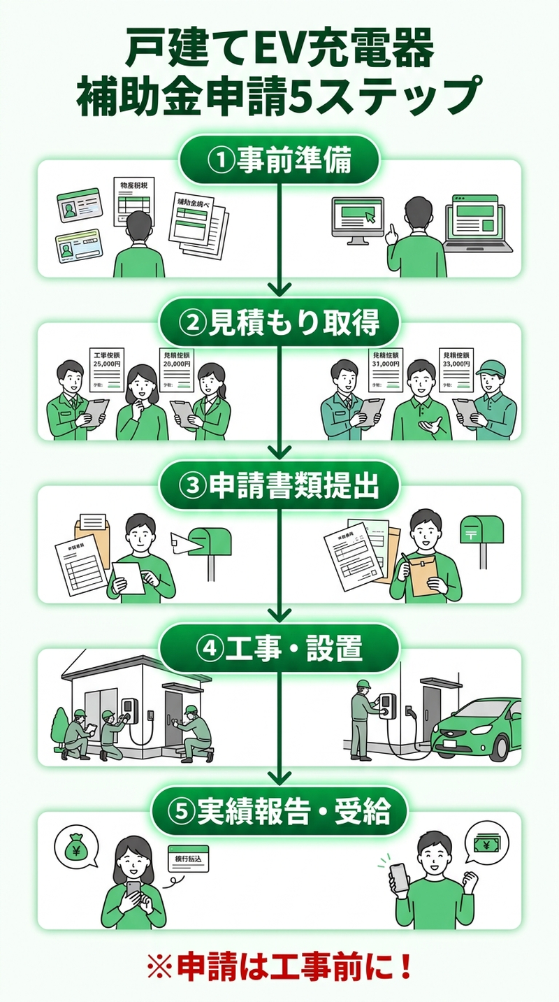 EV充電器補助金 戸建て申請方法2026｜必要書類・手順・よくある失敗を完全解説