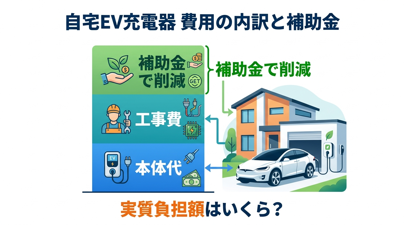 自宅EV充電器の費用はいくら？家庭用200V・6kWの本体価格・工事費と補助金で安くする全手順2026